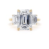 Goldsmiths 18ct Yellow Gold 6.60cttw Emerald Cut Lab Grown Diamond 3 Stone Engagement Ring - Ring Size M.5