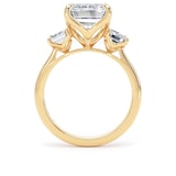 Goldsmiths 18ct Yellow Gold 6.60cttw Emerald Cut Lab Grown Diamond 3 Stone Engagement Ring - Ring Size M.5