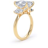 Goldsmiths 18ct Yellow Gold 6.60cttw Emerald Cut Lab Grown Diamond 3 Stone Engagement Ring - Ring Size M.5