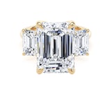Goldsmiths 18ct Yellow Gold 9.00cttw Emerald Cut Lab Grown Diamond 3 Stone Engagement Ring - Ring Size K.5