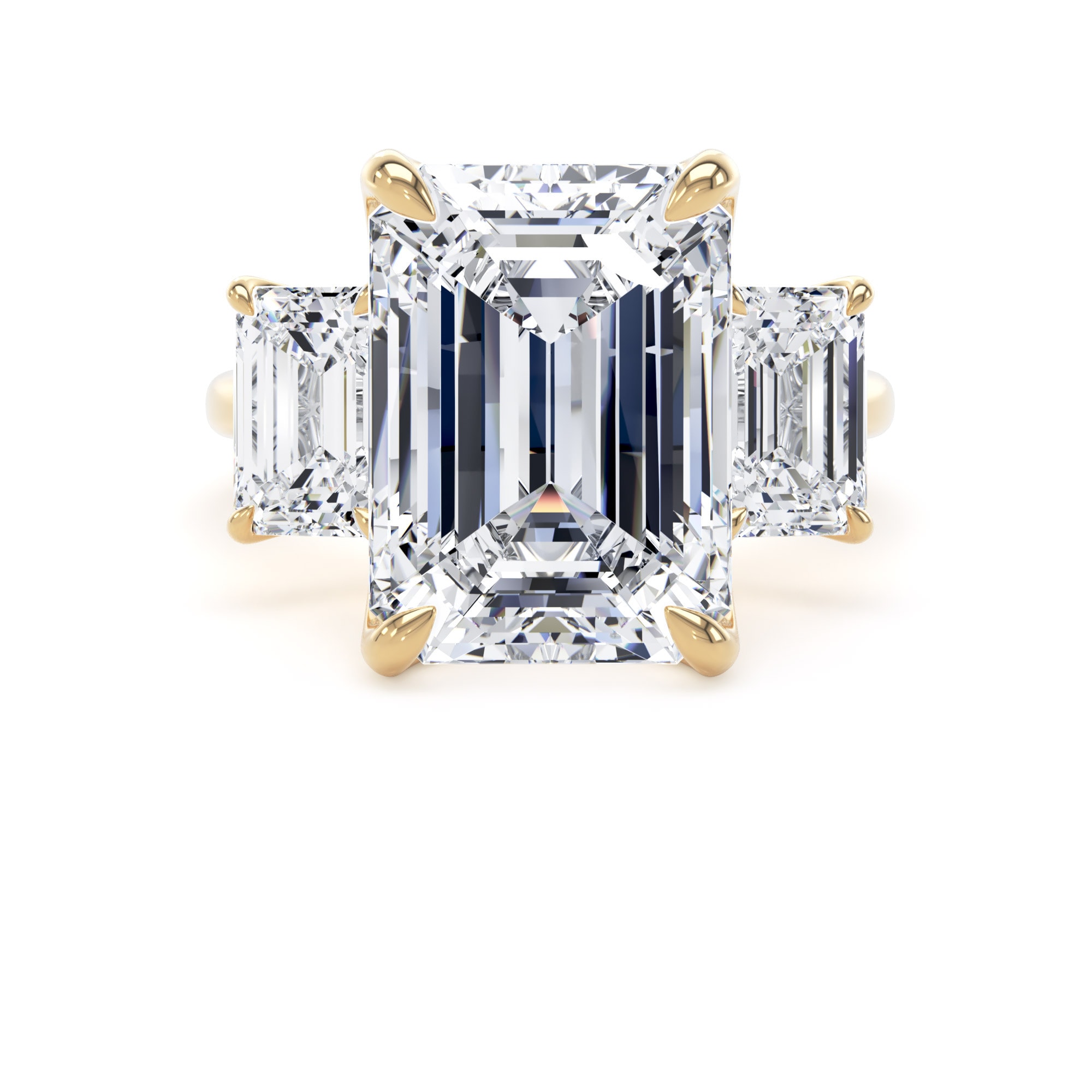 Goldsmiths 18ct Yellow Gold 9.00cttw Emerald Cut Lab Grown Diamond 3 Stone Engagement Ring - Ring Size G.5 Goldsmiths 18ct Yellow Gold 9.00cttw Emerald Cut Lab Grown Diamond 3 Stone Engagement Ring - Ring Size G.5