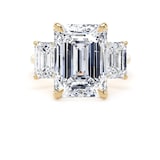 Goldsmiths 18ct Yellow Gold 9.00cttw Emerald Cut Lab Grown Diamond 3 Stone Engagement Ring - Ring Size K.5