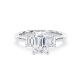 Goldsmiths 18ct White Gold 2.00cttw Emerald Cut Lab Grown Diamond 3 Stone Engagement Ring - Ring Size Y.5