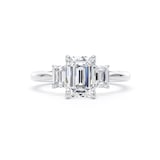 Goldsmiths 18ct White Gold 2.00cttw Emerald Cut Lab Grown Diamond 3 Stone Engagement Ring - Ring Size Y.5