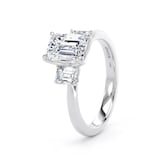 Goldsmiths 18ct White Gold 2.00cttw Emerald Cut Lab Grown Diamond 3 Stone Engagement Ring - Ring Size Y.5