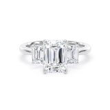 Goldsmiths 18ct White Gold 2.70cttw Emerald Cut Lab Grown Diamond 3 Stone Engagement Ring - Ring Size L.5