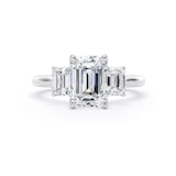Goldsmiths 18ct White Gold 2.70cttw Emerald Cut Lab Grown Diamond 3 Stone Engagement Ring - Ring Size L.5