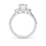 Goldsmiths 18ct White Gold 2.70cttw Emerald Cut Lab Grown Diamond 3 Stone Engagement Ring - Ring Size L.5