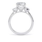 Goldsmiths 18ct White Gold 4.00cttw Emerald Cut Lab Grown Diamond 3 Stone Engagement Ring - Ring Size M.5