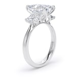 Goldsmiths 18ct White Gold 4.00cttw Emerald Cut Lab Grown Diamond 3 Stone Engagement Ring - Ring Size M.5