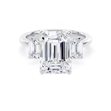 Goldsmiths 18ct White Gold 5.20cttw Emerald Cut Lab Grown Diamond 3 Stone Engagement Ring - Ring Size G.5
