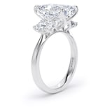 Goldsmiths 18ct White Gold 5.20cttw Emerald Cut Lab Grown Diamond 3 Stone Engagement Ring - Ring Size G.5