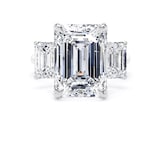 Goldsmiths 18ct White Gold 9.00cttw Emerald Cut Lab Grown Diamond 3 Stone Engagement Ring - Ring Size O.5