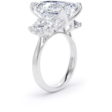 Goldsmiths 18ct White Gold 9.00cttw Emerald Cut Lab Grown Diamond 3 Stone Engagement Ring - Ring Size O.5