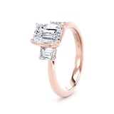 Goldsmiths 18ct Rose Gold 2.00cttw Emerald Cut Lab Grown Diamond 3 Stone Engagement Ring - Ring Size M.5