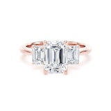 Goldsmiths 18ct Rose Gold 2.70cttw Emerald Cut Lab Grown Diamond 3 Stone Engagement Ring - Ring Size G