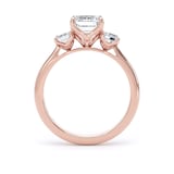 Goldsmiths 18ct Rose Gold 2.70cttw Emerald Cut Lab Grown Diamond 3 Stone Engagement Ring - Ring Size G