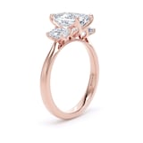 Goldsmiths 18ct Rose Gold 2.70cttw Emerald Cut Lab Grown Diamond 3 Stone Engagement Ring - Ring Size G