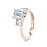 Goldsmiths 18ct Rose Gold 2.70cttw Emerald Cut Lab Grown Diamond 3 Stone Engagement Ring - Ring Size G