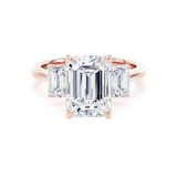 Goldsmiths 18ct Rose Gold 4.00cttw Emerald Cut Lab Grown Diamond 3 Stone Engagement Ring - Ring Size U