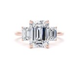 Goldsmiths 18ct Rose Gold 4.00cttw Emerald Cut Lab Grown Diamond 3 Stone Engagement Ring - Ring Size U