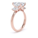 Goldsmiths 18ct Rose Gold 4.00cttw Emerald Cut Lab Grown Diamond 3 Stone Engagement Ring - Ring Size U