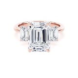 Goldsmiths 18ct Rose Gold 5.20cttw Emerald Cut Lab Grown Diamond 3 Stone Engagement Ring - Ring Size J.5
