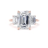 Goldsmiths 18ct Rose Gold 5.20cttw Emerald Cut Lab Grown Diamond 3 Stone Engagement Ring - Ring Size J.5