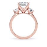 Goldsmiths 18ct Rose Gold 5.20cttw Emerald Cut Lab Grown Diamond 3 Stone Engagement Ring - Ring Size J.5