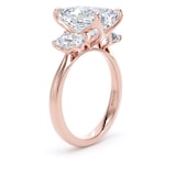 Goldsmiths 18ct Rose Gold 5.20cttw Emerald Cut Lab Grown Diamond 3 Stone Engagement Ring - Ring Size J.5