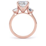 Goldsmiths 18ct Rose Gold 6.60cttw Emerald Cut Lab Grown Diamond 3 Stone Engagement Ring - Ring Size H