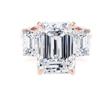 Goldsmiths 18ct Rose Gold 9.00cttw Emerald Cut Lab Grown Diamond 3 Stone Engagement Ring - Ring Size F.5