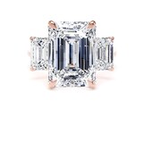 Goldsmiths 18ct Rose Gold 9.00cttw Emerald Cut Lab Grown Diamond 3 Stone Engagement Ring - Ring Size F.5