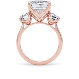 Goldsmiths 18ct Rose Gold 9.00cttw Emerald Cut Lab Grown Diamond 3 Stone Engagement Ring - Ring Size F.5