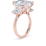 Goldsmiths 18ct Rose Gold 9.00cttw Emerald Cut Lab Grown Diamond 3 Stone Engagement Ring - Ring Size F.5