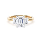 Goldsmiths 18ct Yellow Gold and Platinum 2.00cttw Emerald Cut Lab Grown Diamond 3 Stone Engagement Ring - Ring Size F
