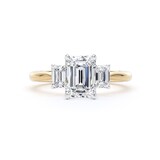 Goldsmiths 18ct Yellow Gold and Platinum 2.00cttw Emerald Cut Lab Grown Diamond 3 Stone Engagement Ring - Ring Size F