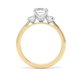 Goldsmiths 18ct Yellow Gold and Platinum 2.00cttw Emerald Cut Lab Grown Diamond 3 Stone Engagement Ring - Ring Size F