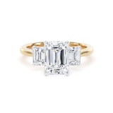 Goldsmiths 18ct Yellow Gold and Platinum 2.70cttw Emerald Cut Lab Grown Diamond 3 Stone Engagement Ring - Ring Size Z