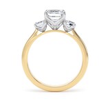 Goldsmiths 18ct Yellow Gold and Platinum 2.70cttw Emerald Cut Lab Grown Diamond 3 Stone Engagement Ring - Ring Size Z
