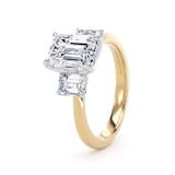 Goldsmiths 18ct Yellow Gold and Platinum 2.70cttw Emerald Cut Lab Grown Diamond 3 Stone Engagement Ring - Ring Size Z