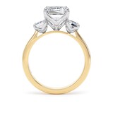 Goldsmiths 18ct Yellow Gold and Platinum 4.00cttw Emerald Cut Lab Grown Diamond 3 Stone Engagement Ring - Ring Size F