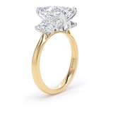 Goldsmiths 18ct Yellow Gold and Platinum 4.00cttw Emerald Cut Lab Grown Diamond 3 Stone Engagement Ring - Ring Size F