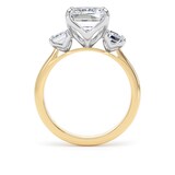 Goldsmiths 18ct Yellow Gold and Platinum 5.20cttw Emerald Cut Lab Grown Diamond 3 Stone Engagement Ring - Ring Size P