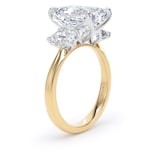 Goldsmiths 18ct Yellow Gold and Platinum 5.20cttw Emerald Cut Lab Grown Diamond 3 Stone Engagement Ring - Ring Size P