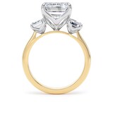 Goldsmiths 18ct Yellow Gold and Platinum 6.60cttw Emerald Cut Lab Grown Diamond 3 Stone Engagement Ring - Ring Size P