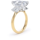 Goldsmiths 18ct Yellow Gold and Platinum 6.60cttw Emerald Cut Lab Grown Diamond 3 Stone Engagement Ring - Ring Size P