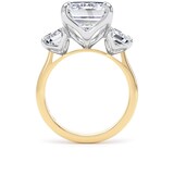 Goldsmiths 18ct Yellow Gold and Platinum 9.00cttw Emerald Cut Lab Grown Diamond 3 Stone Engagement Ring - Ring Size O.5