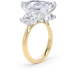 Goldsmiths 18ct Yellow Gold and Platinum 9.00cttw Emerald Cut Lab Grown Diamond 3 Stone Engagement Ring - Ring Size O.5