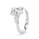 Goldsmiths Platinum 2.60cttw Pear Cut Lab Grown Diamond 3 Stone Engagement Ring - Ring Size F
